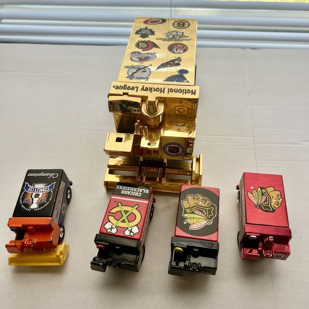 Vtg NHL Zamboni White Rose Gold Coin Bank Lot Chicago Blackhawks Years 1995 1999